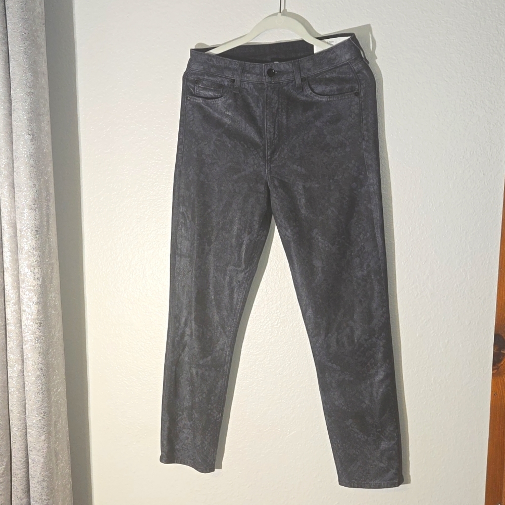 Rag & Bone Women Nina High Rise Ankle Cigarette Jeans Black Snake Foil Size 27